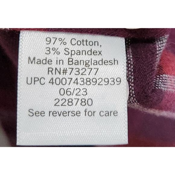 Apt 9 Burgundy Plaid Button Up Pointed Collar Shirt Medium New With Tags - Picture 6 of 6